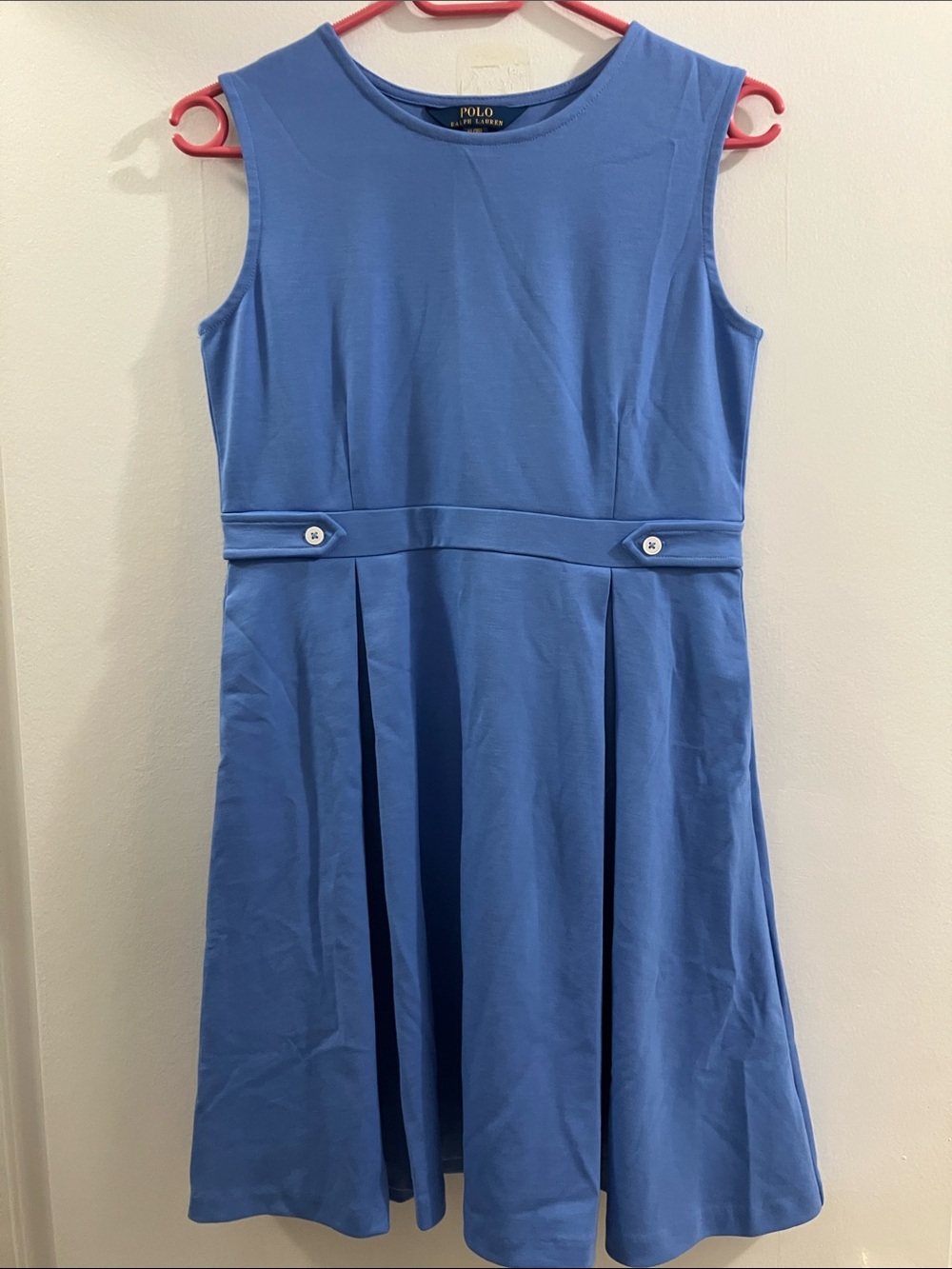 Polo by Ralph Lauren Girls' Periwinkle Sleeveless Pleated Waist Dress